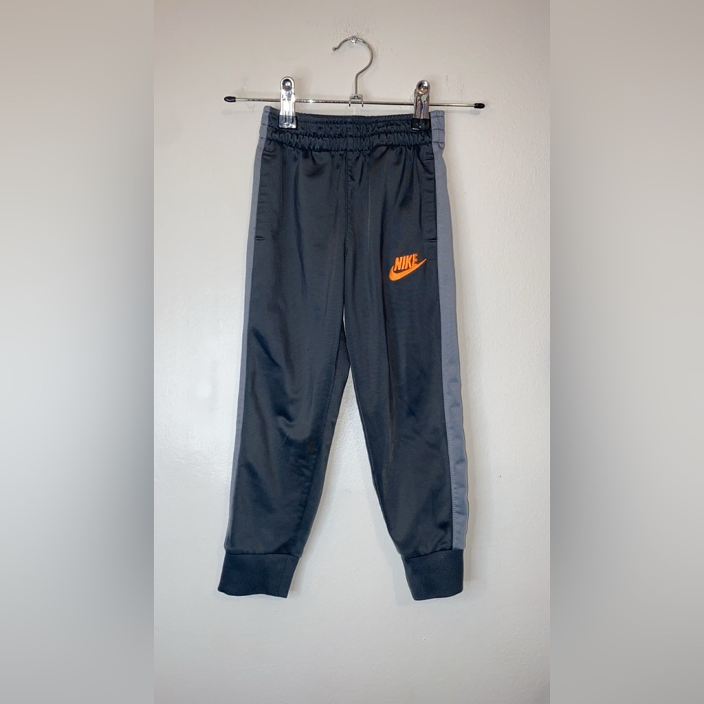 Nike Kids Dark Gray Joggers with Orange Logo‎